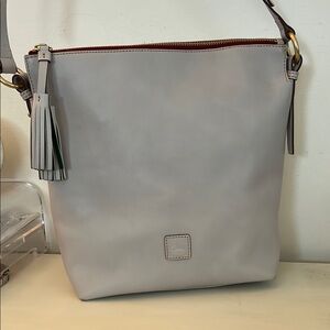 Dooney & Bourke Florentine Leather Hobo -Dixon Ecru Grey/Cream